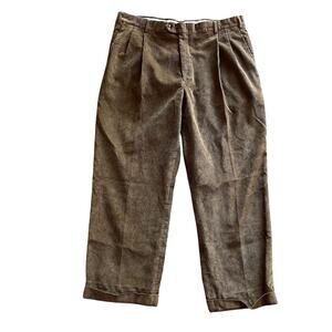 Berle Brown Corduroy Pleated Pants Cuffed Mens size 38